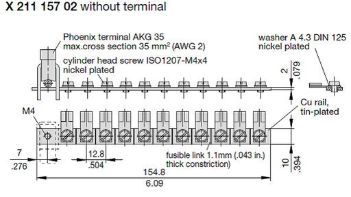 [X211-157-02] Bus Bar ohne Phoenix AKG35 Terminal