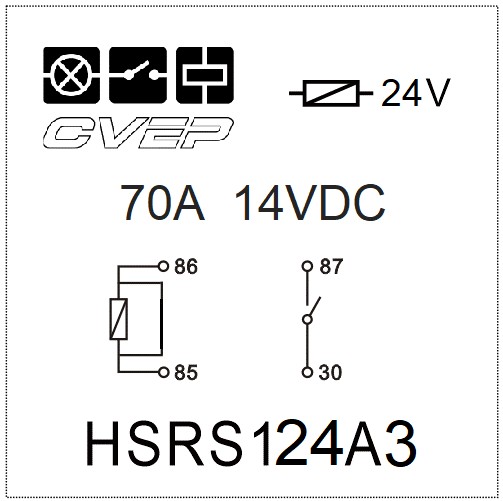[HSRS124A3] Powerrelay 24V - Closer - 70A (14VDC) - with bracket - sealed