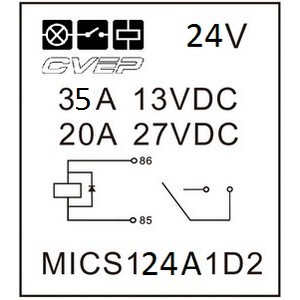 [MICS124A1D2] Microrelay 24V - Closer- 20A - Diode - sealed