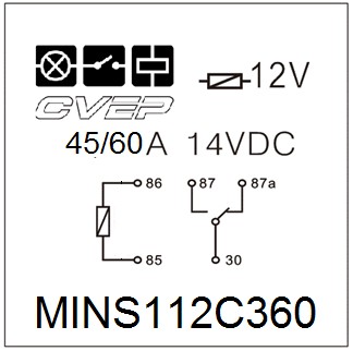 [MINS112C360] Minirelais 12V - Wechsler/Form C - 30A/40A - ohne Lasche
