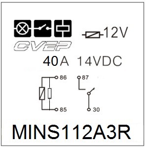 [MINS112A3R] Mini relay 12V - NO contact - 40A - resistor - with metal bracket - sealed