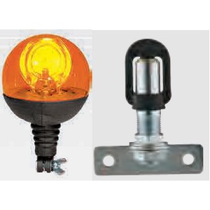 [LW.X.0004] JCB Set LW.X.0004 - Rotating beacon BOULE, 12 V, yellow, polycarbonate bonnet, flexible pipe socket mounting, bulb H1-12V/55W (Art.nr.: LW.X.0004), push-on tube with angle bracket transverse (bolts mounted twisted!)