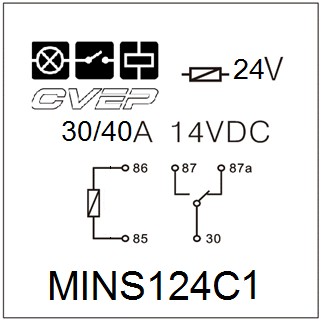 [MINS124C1] Minirelay - 24V - Changer - 30A/40A(14VDC) - without metal bracket - sealed