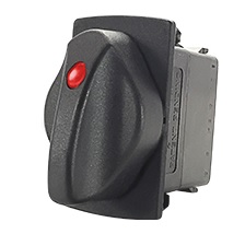 [RV26BEHHCHD-K4H] Carling rotary switch ON-OFF-ON - RV series - 24V - LED1 green - LED2 red - LED3 green - clear lens - grey button