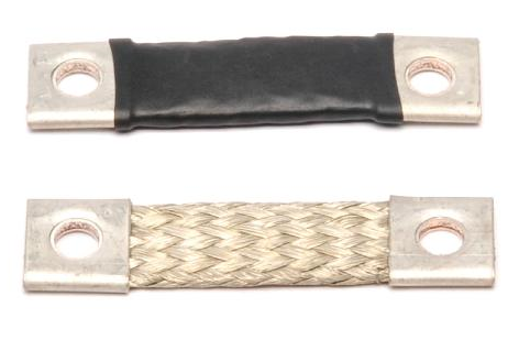 [M100.005.M5V] Ground Strap 6.0mm² - copper tin plated - length 100mm (hole spacing) - hole: M5 - single wire: 0.05mm