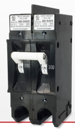 [EA2-B0-16-810-H2F-BB] Carling circuit breaker series E - 2-pole 480VAC 120.00A - M6 - lever black - imprint white - Dual - version 812-H2F-BB