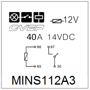 [MINS112A3] Mini relay 12V - NO contact - 40A - with metal bracket - sealed
