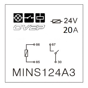 [MINS124A3] Minirelay 24V - Closer - 20A - with metal bracket - sealed