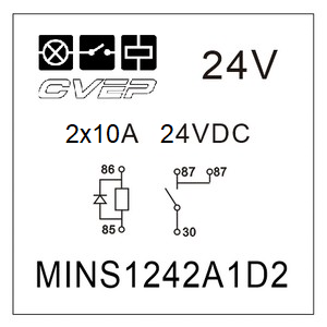 [MINS1242A1D2] Minirelay - 24V - 2x10A - Doublecloser - Diode - without bracket - sealed