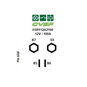[HSR112A2100] Powerrelay 12V - Closer - 100A - with bracket - Terminals: 2xM6 / 2x6,3mm 