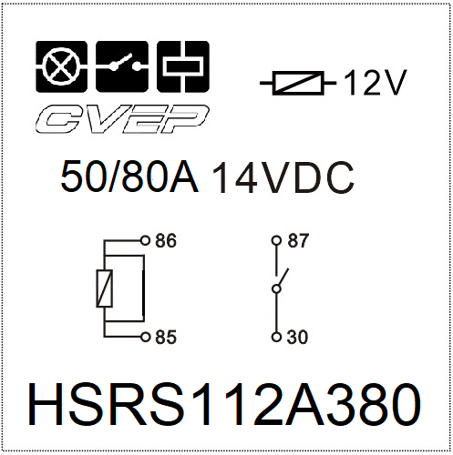 [HSRS112A380] Powerrelay 12V - Closer - 60/80A -  with metalbracket - sealed