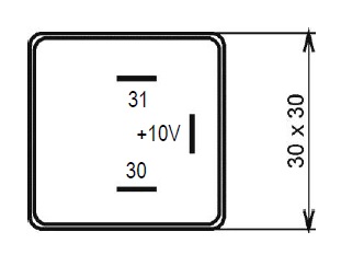 [VC.X.0001] Voltage Converter 10-36V - 10V 50mA - Relay Housing 30x30x30mm - 3-pin