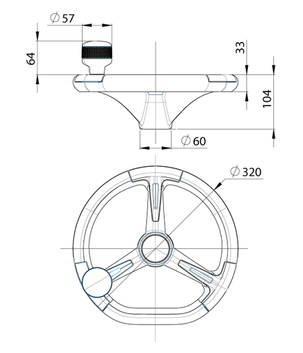 [MP320-1] Steering Wheel - D:320mm - flattened form