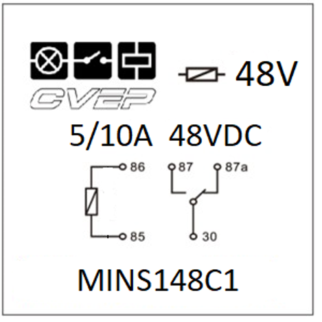 [MINS148C110] Minirelay - 48V - Wechsler - 5A/10A(48VDC) - without metal bracket - sealed