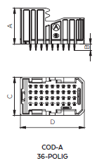 [403200ABNA] 36-pin connector. TYPE A - press-fit technology - color: brown 