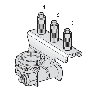 [1507710] Battery clamp punched (+) with 3 stud bolts - M6-M6-M8 - DX 