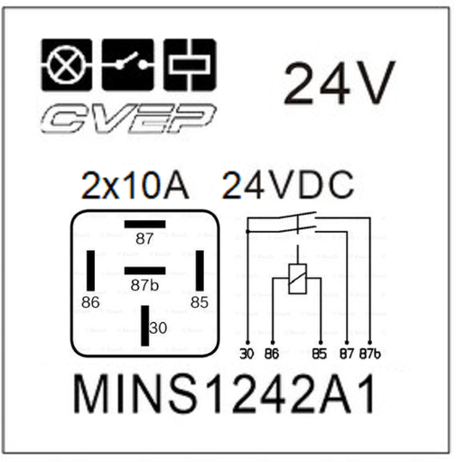 [MINS1242A1] Mini Relay 24V - Double Make Contact - 2x10A - without bracket (optional)