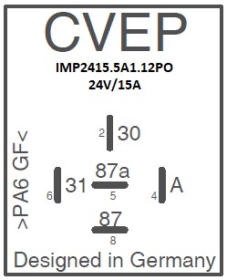 [IMP2415.5A1.12PO] Pulse Relay 24V 10/15A - 12s - switch-on-deleyed (6s-Impulse) - potential free