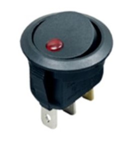 [KCD1-202/3P] LED round switch - on-off - with LED: red 