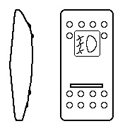 [V2B2UJJB-AAC4S-100] Rocker Switch Contura II (on)-none-off - 2xLED green (superbright) - Rocker with SQ-lens and bar-lens - icon "Fog Lamp"