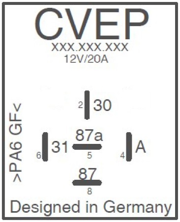 [SHR1220.5C1.X] Stepping relay 12V 15 / 20A - changeover contact - type C - pos. triggered- without tab 
