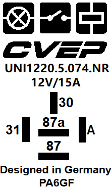 [UNI1220.5.074.NR] Time Relay - Switch-off delay - 12V - 0.75 sec - 20A/14VDC - not retriggerable - housing: 30x30x30mm