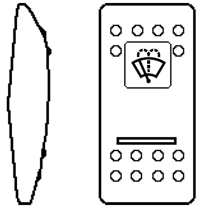 [VVAACMU-100] Carling Rocker Contura II - 1 x square lens white icon "wiper-wash" - 1 x bar lens white