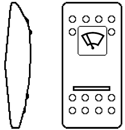 [VVAACUG-100] Carling Rocker Contura II - 1 x square lens white icon "front wiper" - 1 x bar lens white