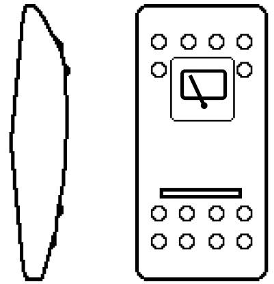 [VVAACNS-100] Carling Rocker Contura II - 1 x square lens white icon "rear wiper" - 1 x bar lens white