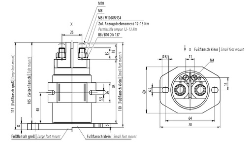 [29.2.300.12] RELAY SERIES 29 300A 24V - Diode - with foot flange small