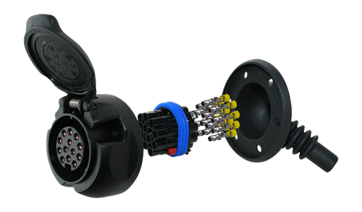 [6.90060.101-B] Trailer plug 12 V, 13-pin, socket, to ISO 11446, watertight with rubber seal