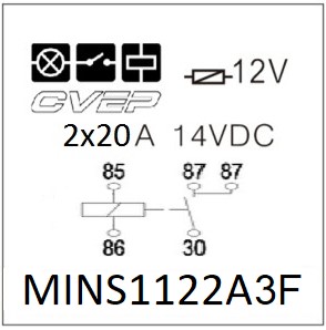 [MINS1122A3-F30] Mini Relay with Fuse - 12V 30A Double Make Contact 2x87 -  metal bracket enclosed - sealed - Fuse 30A