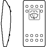 [VVA9C67-100] Carling Rocker - Contura II - black - 1x square lens white Symbol "Windscreen Wiper"