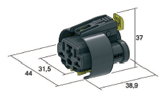 [4551898] 2 WAY POWER - waterproof FEMALE holder with seal - color: black 