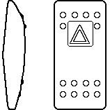 [J1A2UT0B-ARS70-100] Carling Rocker Switch Contura II/III - 12V/20A - on/off - Symbol: warning light (red rocker) - 1 LED