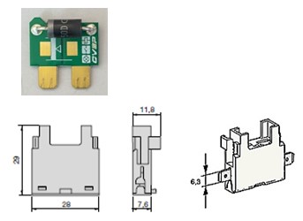 [0341SD03] Kit diode 3A/1300V in fuse holder with flat plug connection 6.3mm