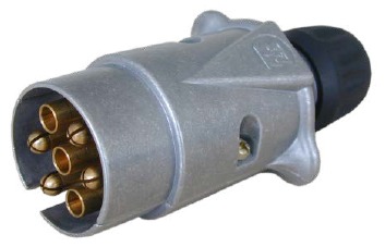 [6.00774.000-B] Trailer plug 12 V, 7-pin, plug according to ISO 1724, N design, metal, with screw contacts and strain relief