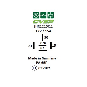 [SHR10500000] Schrittschaltrelais 12V - Eingang: pos. - Ausgang: 10A/15A Wechsler - Strom: 15/10A - Untergruppe: Typ B - Lasdche: optional