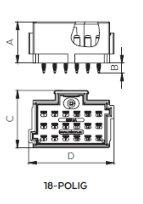 [400500AGY] Connector JPT 3-way - 18-pol. - Press-in technology - Color: grey