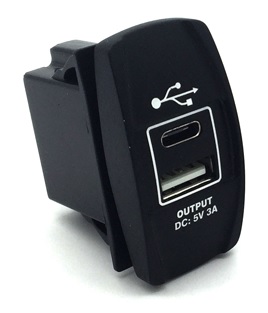 [DS2013-L-AC] Double USB charger 3A (USB A+C) - rubber cap