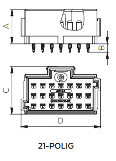[400600AGY] Plug connector - JPT 21pin - Press-fit technology - grey