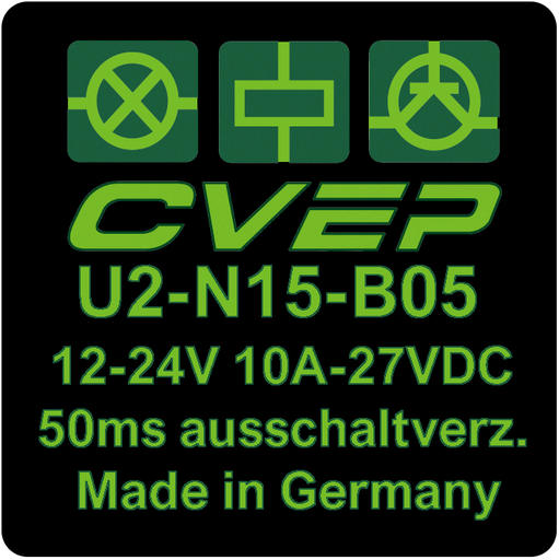 [U2-N15-B05] Timer Relay 12/24V 10A - switsch-on-delay 5ms - switch-off delay 50ms