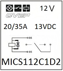 [MICS112C1D2] Microrelay 12V - Changer - 20A/35A - Diode - sealed