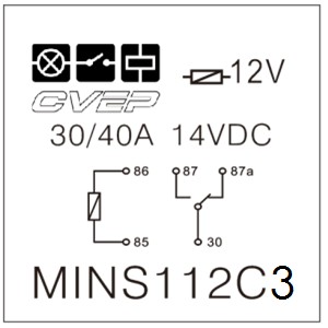 [MINS112C3] Minirelay 12V - Changer - 30A/40A - with metal bracket - sealed