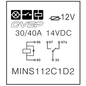 [MINS112C1D2] Minirelay 12V - Changer - 30A/40A - Diode - without metalbracket - sealed