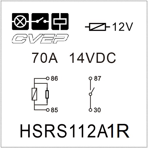 [HSRS112A1R] Powerrelay 12V - Closer - 70A - Resistor - without bracket - sealed
