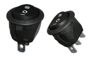 [RR11122DWC] Rocker Switch - OFF-ON - without LED - Round D:20,2mm - Black - Print: I-0