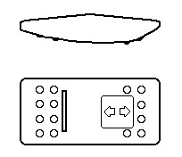 [V7D2UTTC-ASC86-200] Carling Switch V-Series 12V - ON-OFF-(ON) - LED1 SB Red - LED2 SB Red - Symbol direction indicator