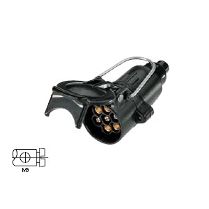 [6.00757.000] Trailer plug 12 V, 7-pin, coupling socket according to ISO 1724, N version, with screw contacts and rubber seal in the cover 